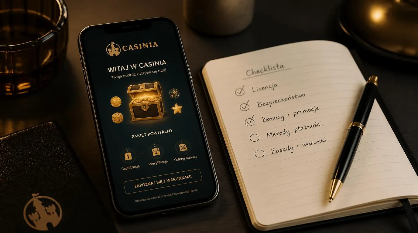 Smartfon z ofertą powitalną obok notatnika z warunkami promocji